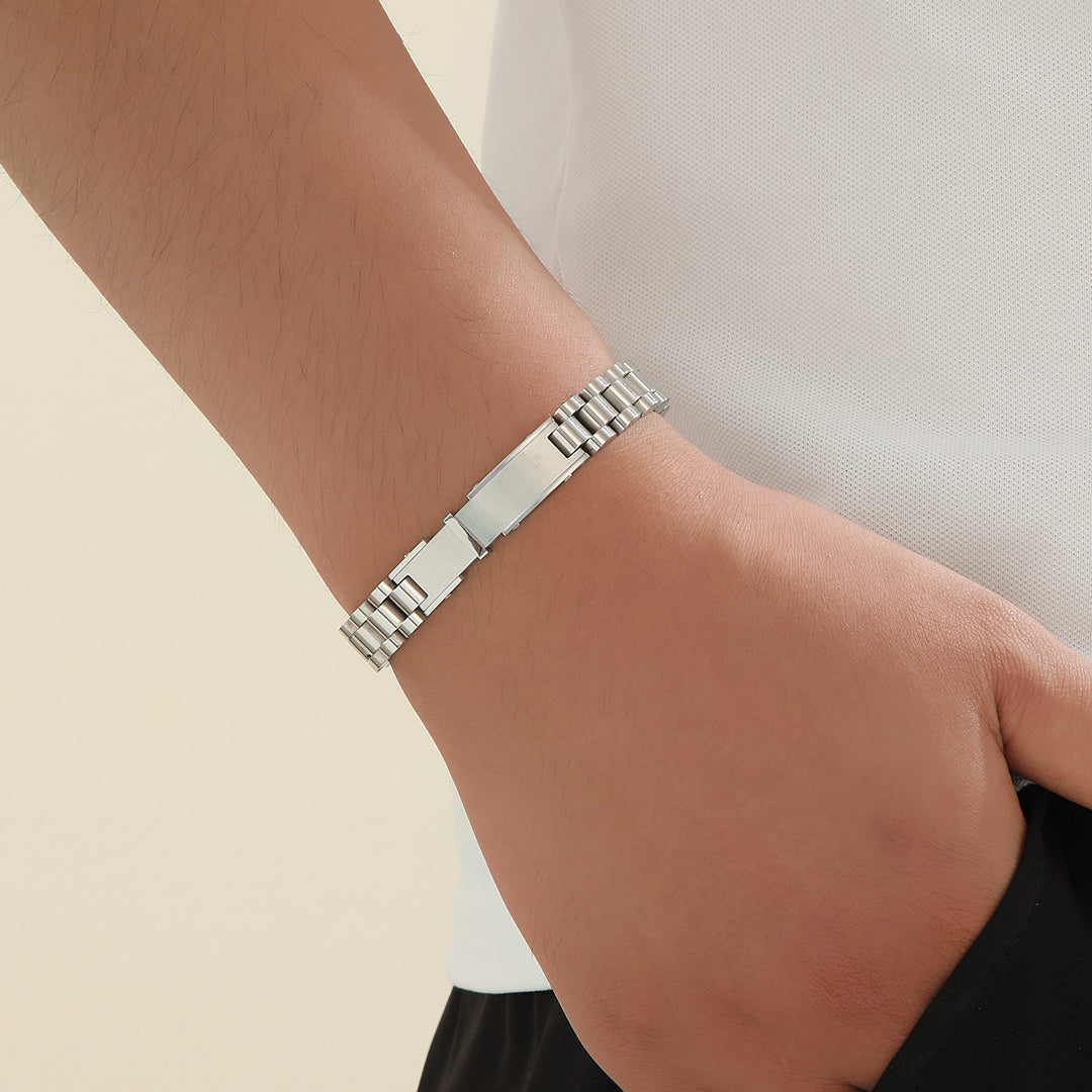 Sleek Silver Loop Bracelet