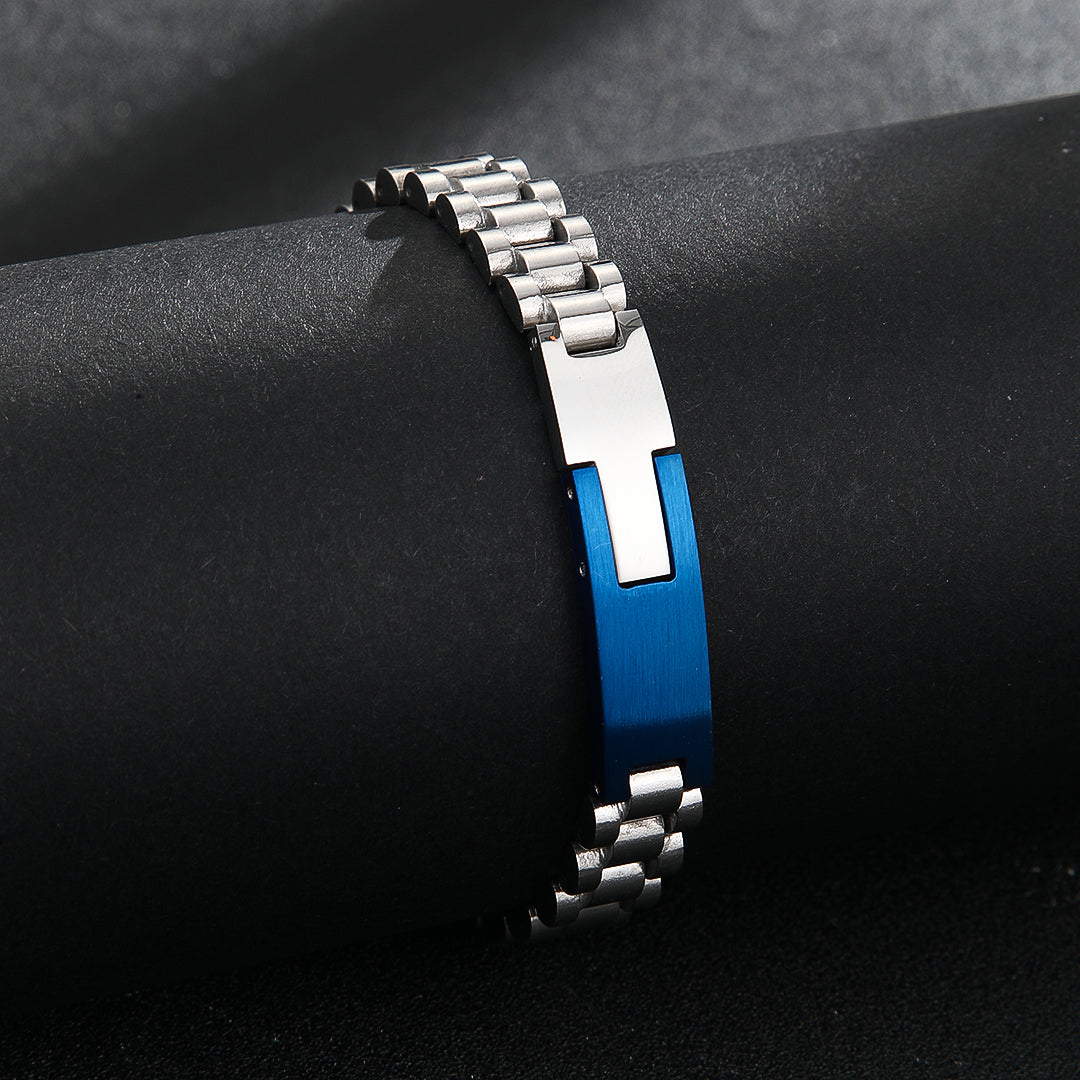 Sassy Silver-Sapphire Minimalist Band