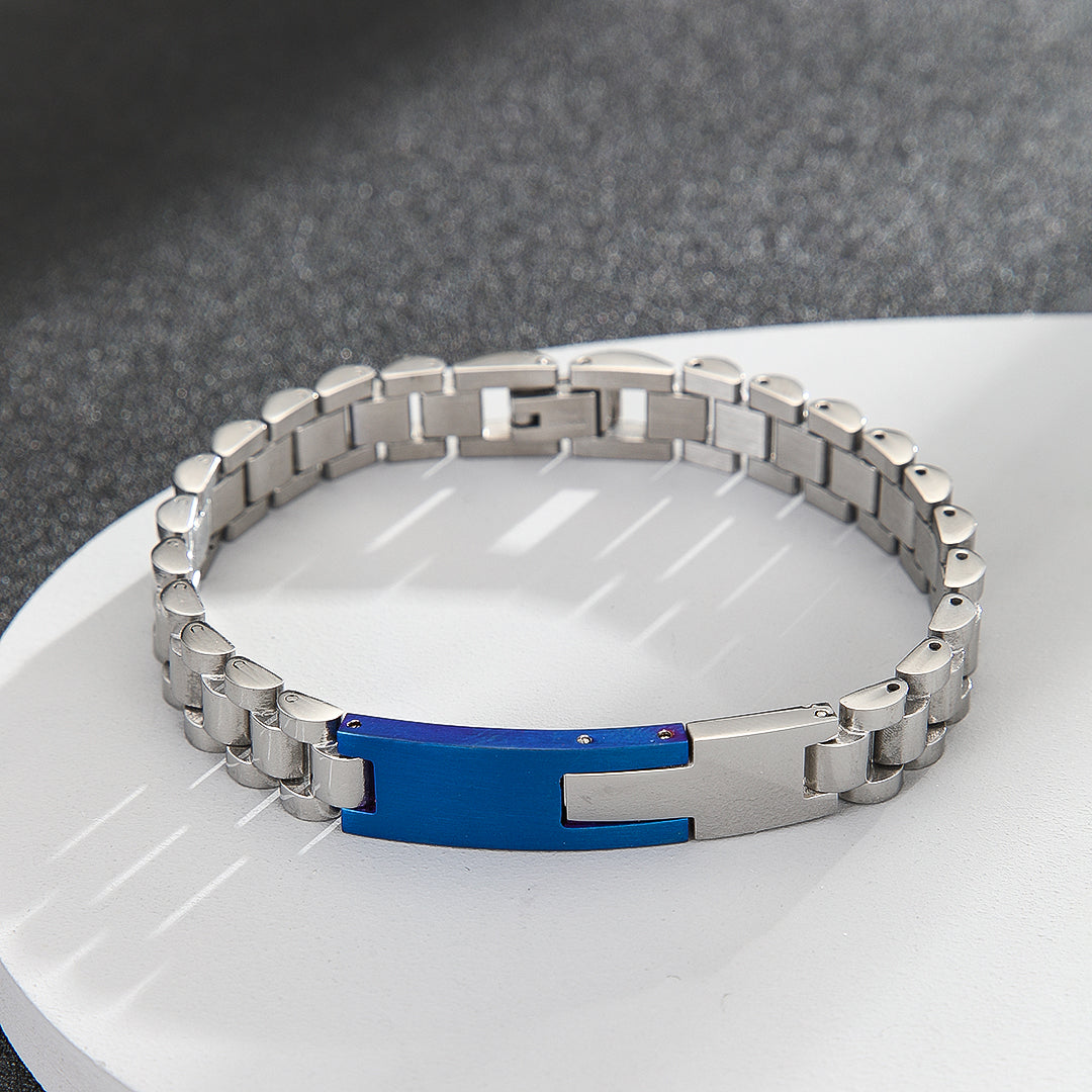 Sassy Silver-Sapphire Minimalist Band