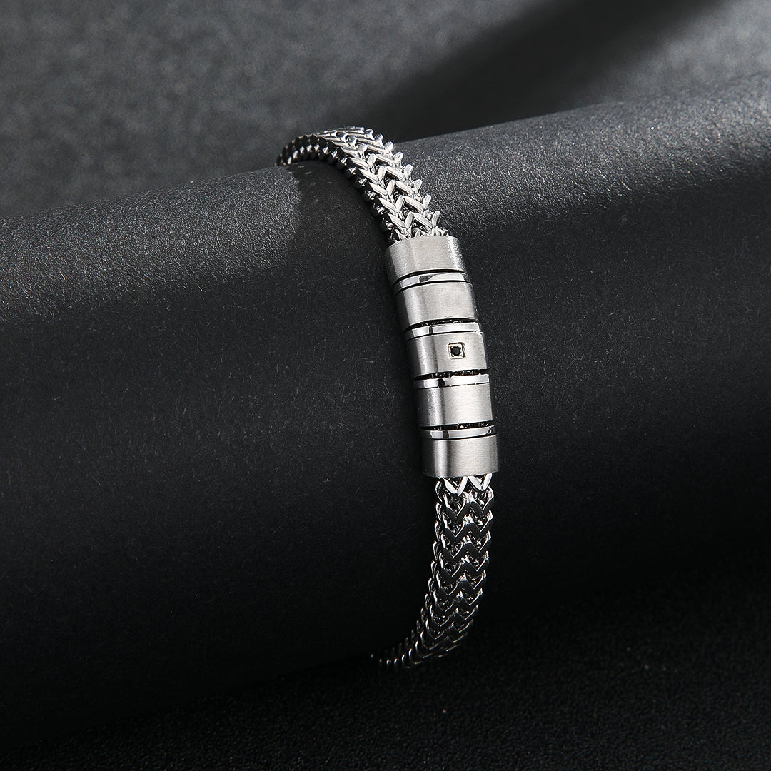 Screw-Head Accent Silver Bracelet