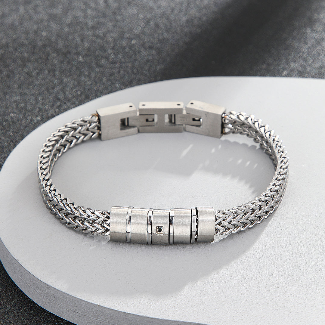 Screw-Head Accent Silver Bracelet