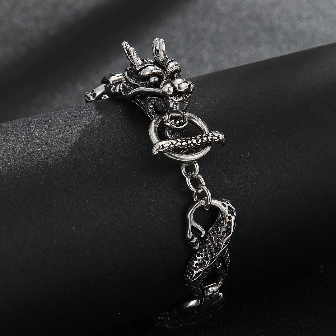 Mythic Silver Dragon's Embrace Bracelet