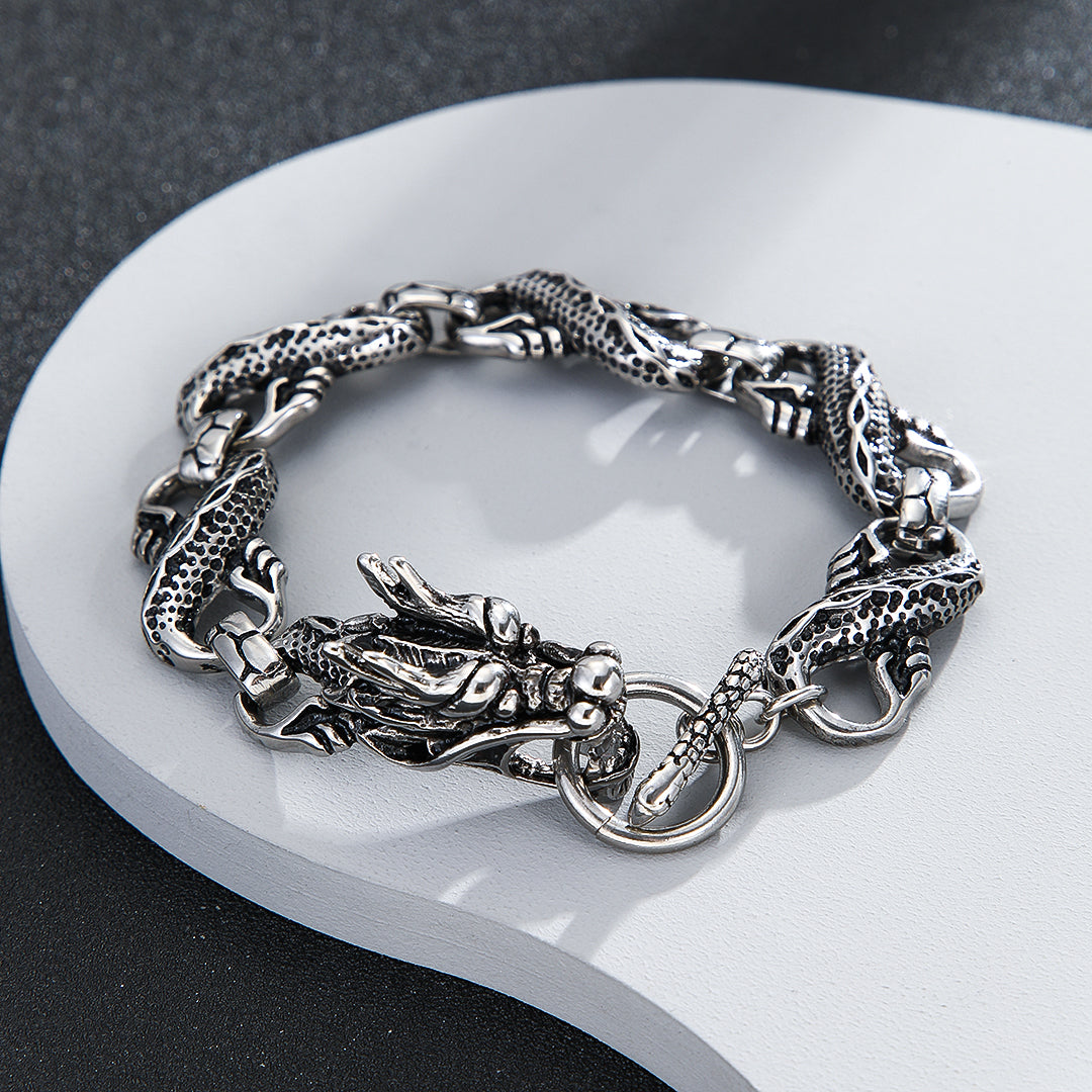 Mythic Silver Dragon's Embrace Bracelet