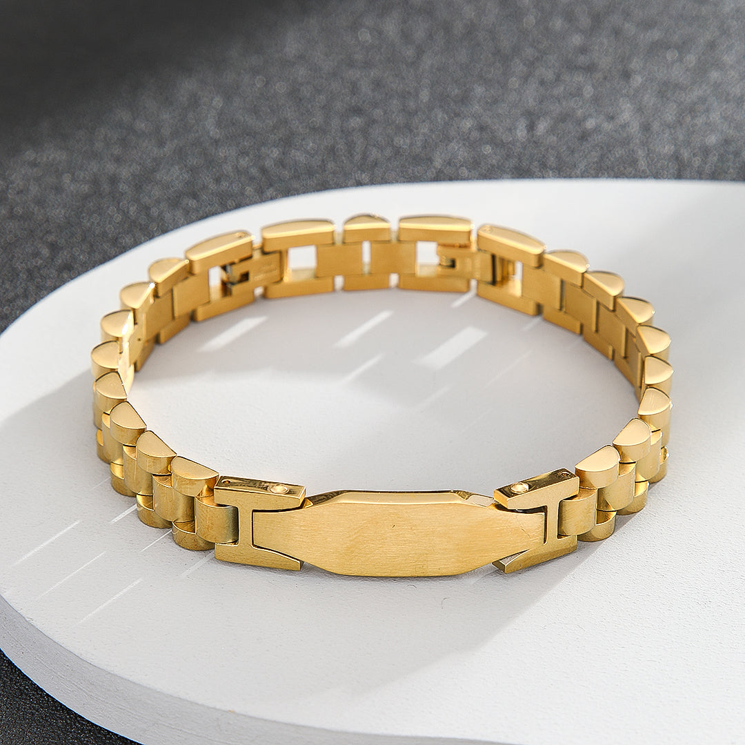 Tapered Gold Rectangular Link Bracelet