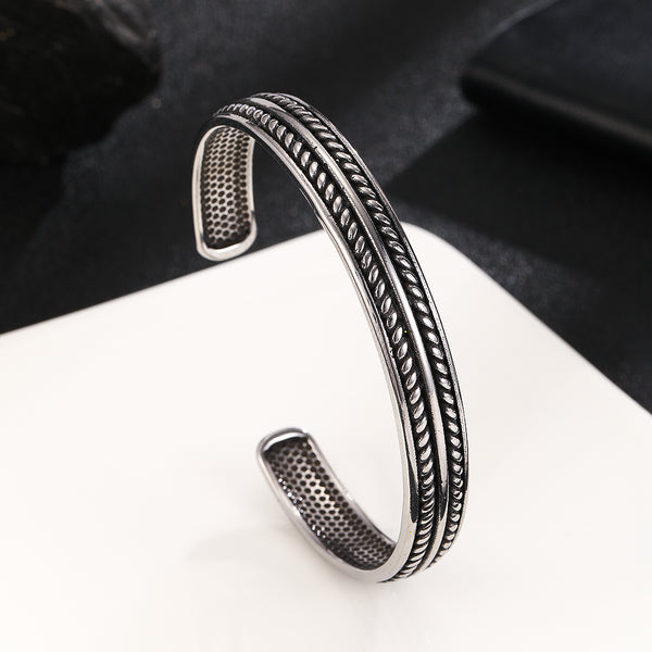 Textured Elegance Silver Cuff