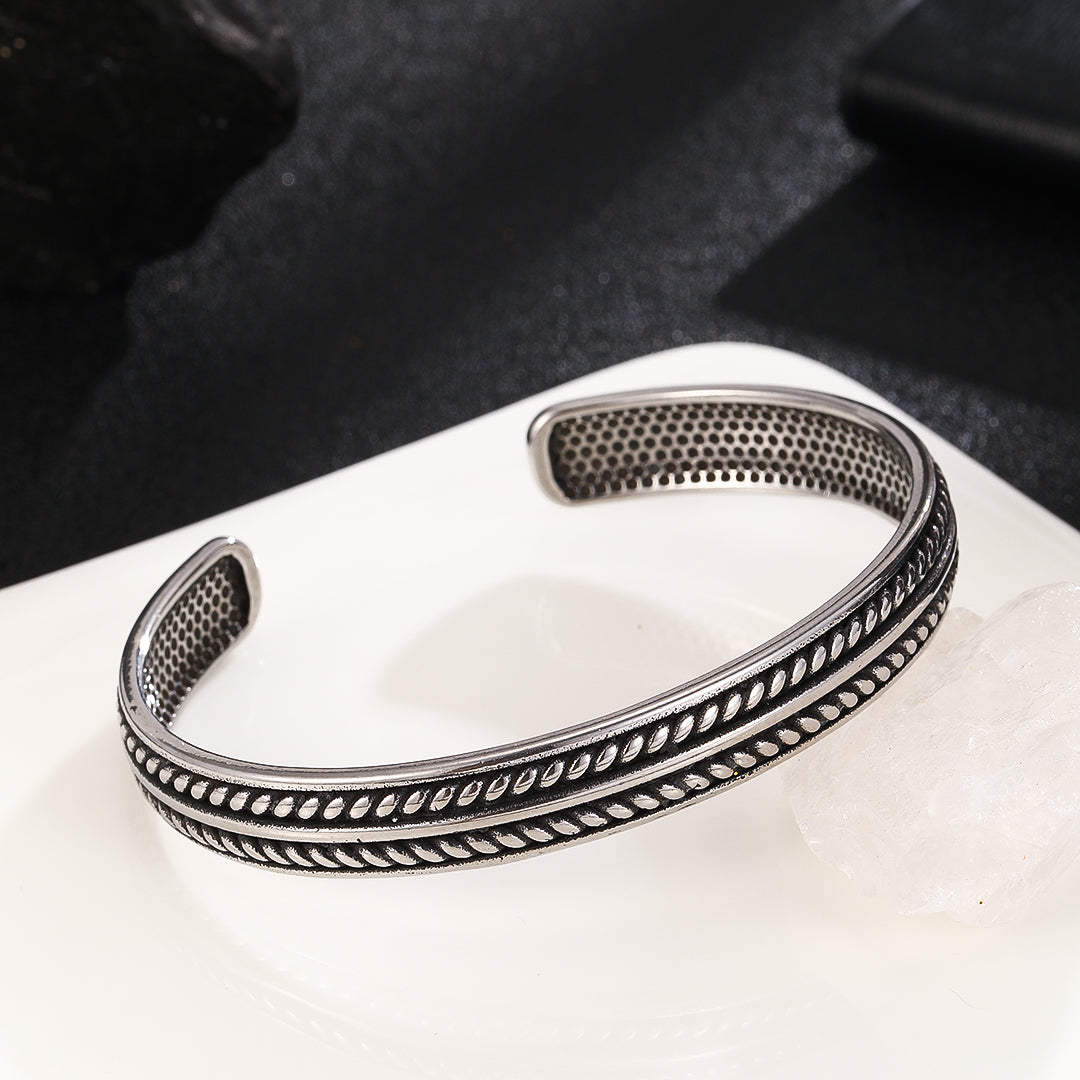 Textured Elegance Silver Cuff