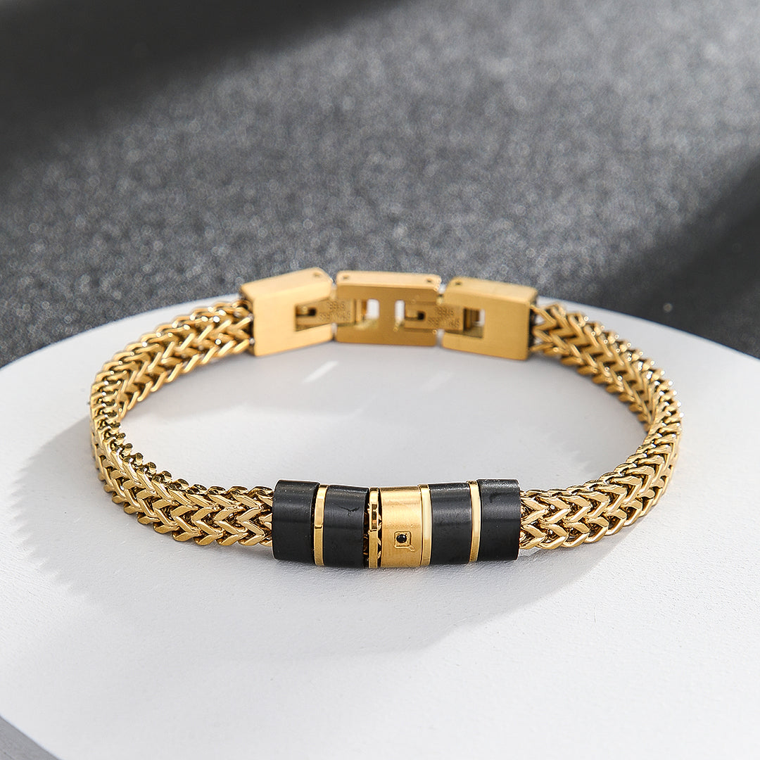 Screw-Head Accent Gold Bracelet