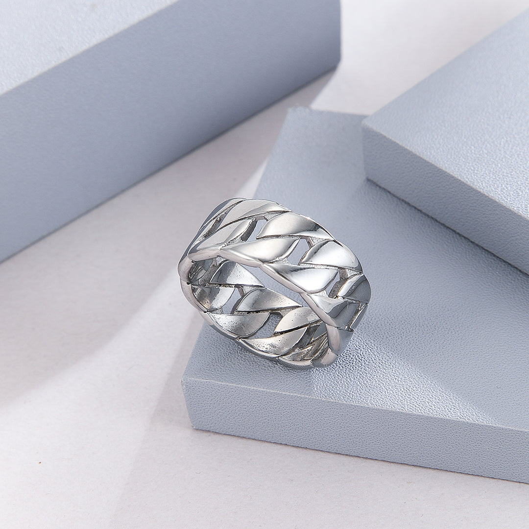 Polished Leaf Geometry Ring