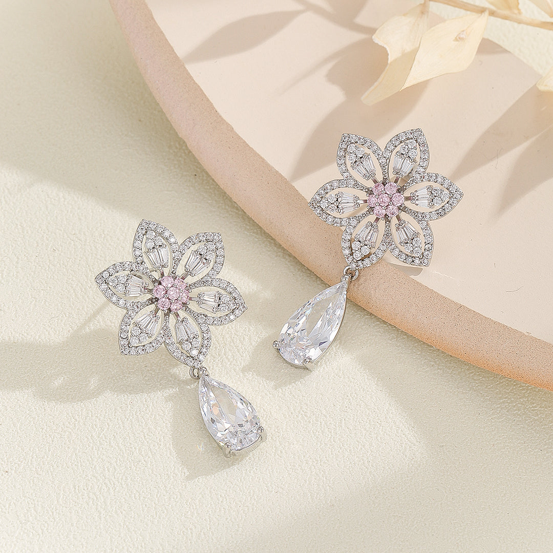 Radiant Silver Petal Drop Earrings - Reet Pehal