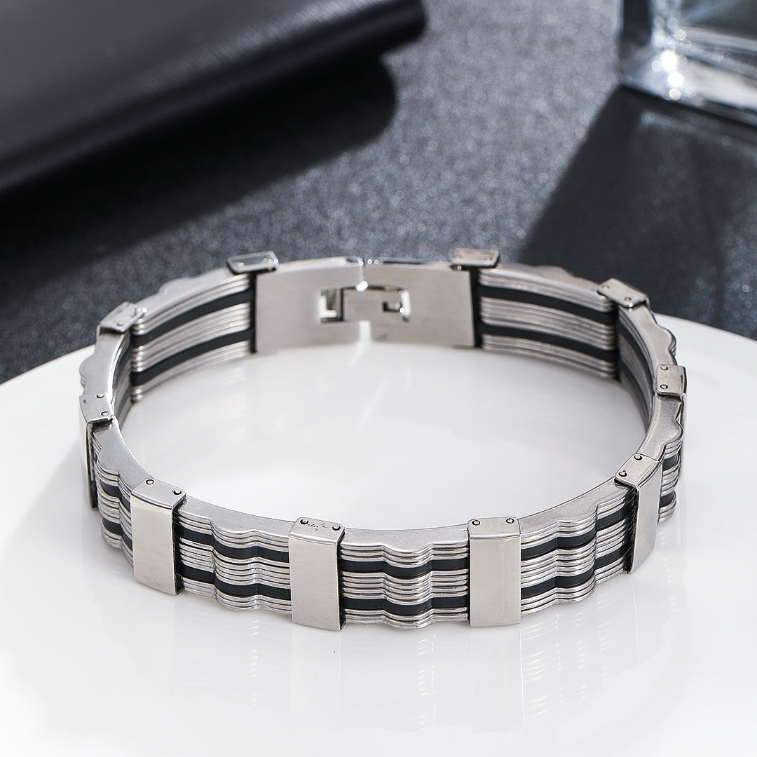 Luxe Alternating Tones Silver Bracelet