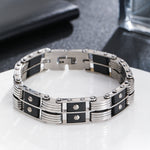 Load image into Gallery viewer, Modern Midnight Chrome Link Bracelet
