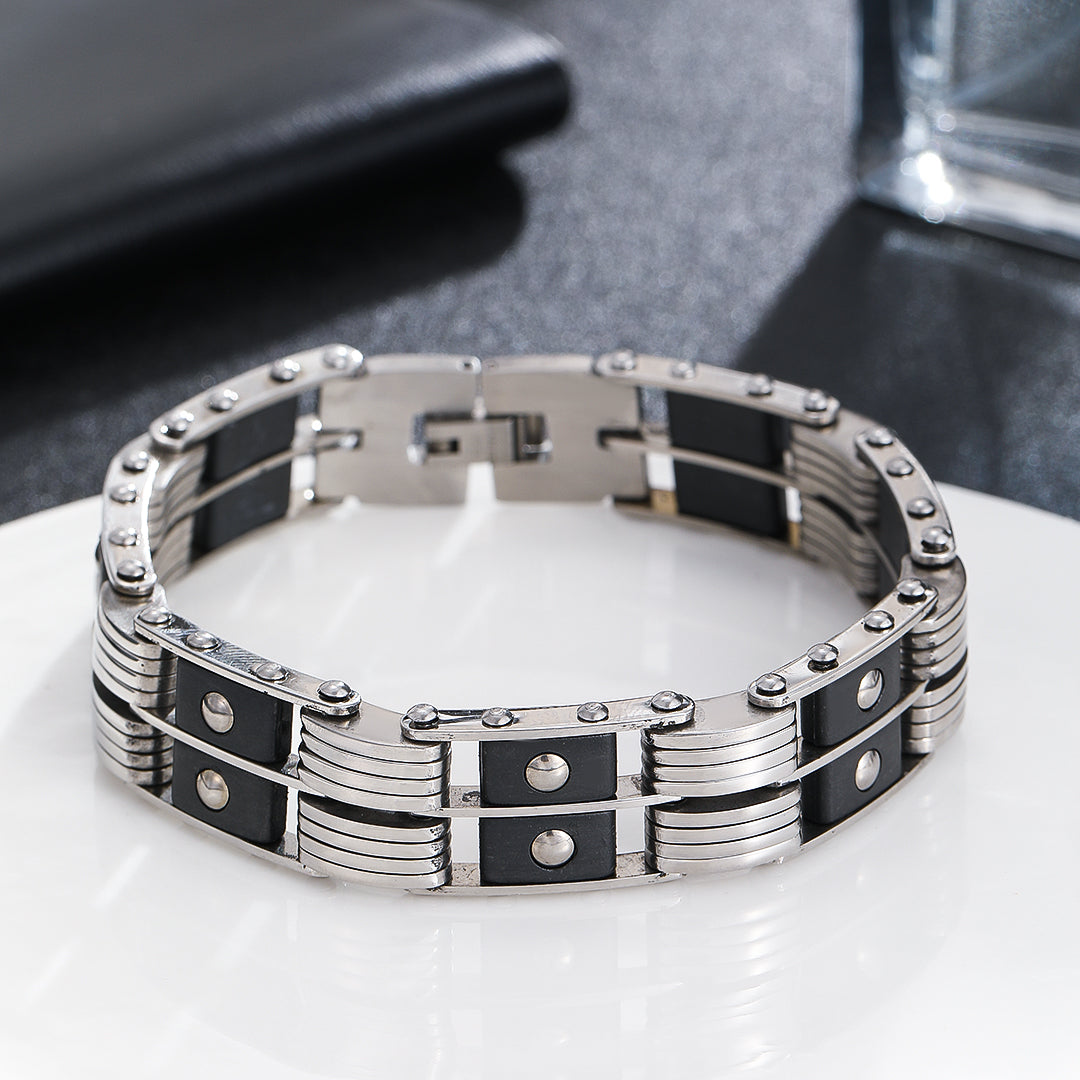 Modern Midnight Chrome Link Bracelet