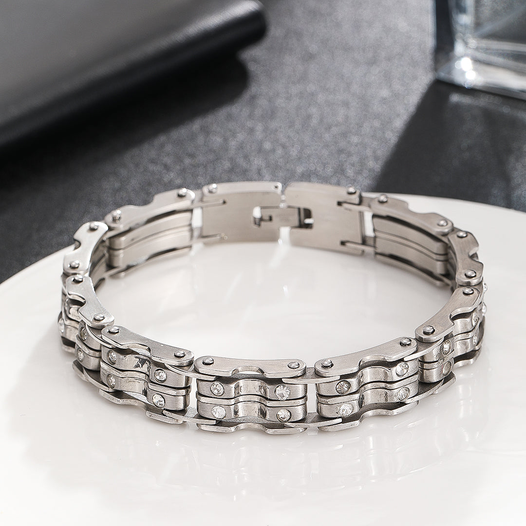 Glossy Silver Grid Bracelet