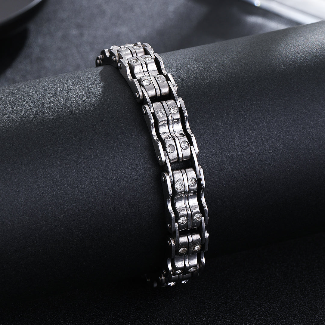 Glossy Silver Grid Bracelet