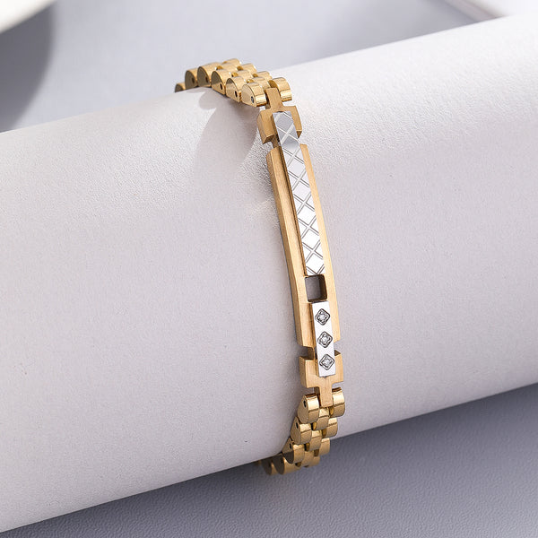 Elegant Gold Textured Bar Bracelet