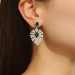 Load image into Gallery viewer, Luminous Emerald Crystal Teardrop Earrings - Reet Pehal
