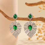 Load image into Gallery viewer, Luminous Emerald Crystal Teardrop Earrings - Reet Pehal
