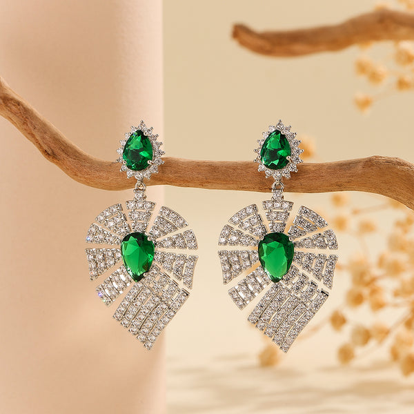 Luminous Emerald Crystal Teardrop Earrings - Reet Pehal