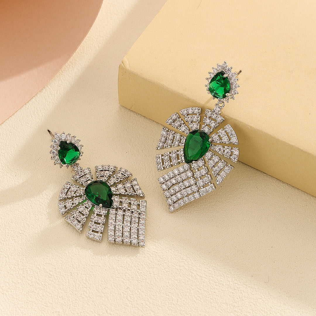 Luminous Emerald Crystal Teardrop Earrings - Reet Pehal