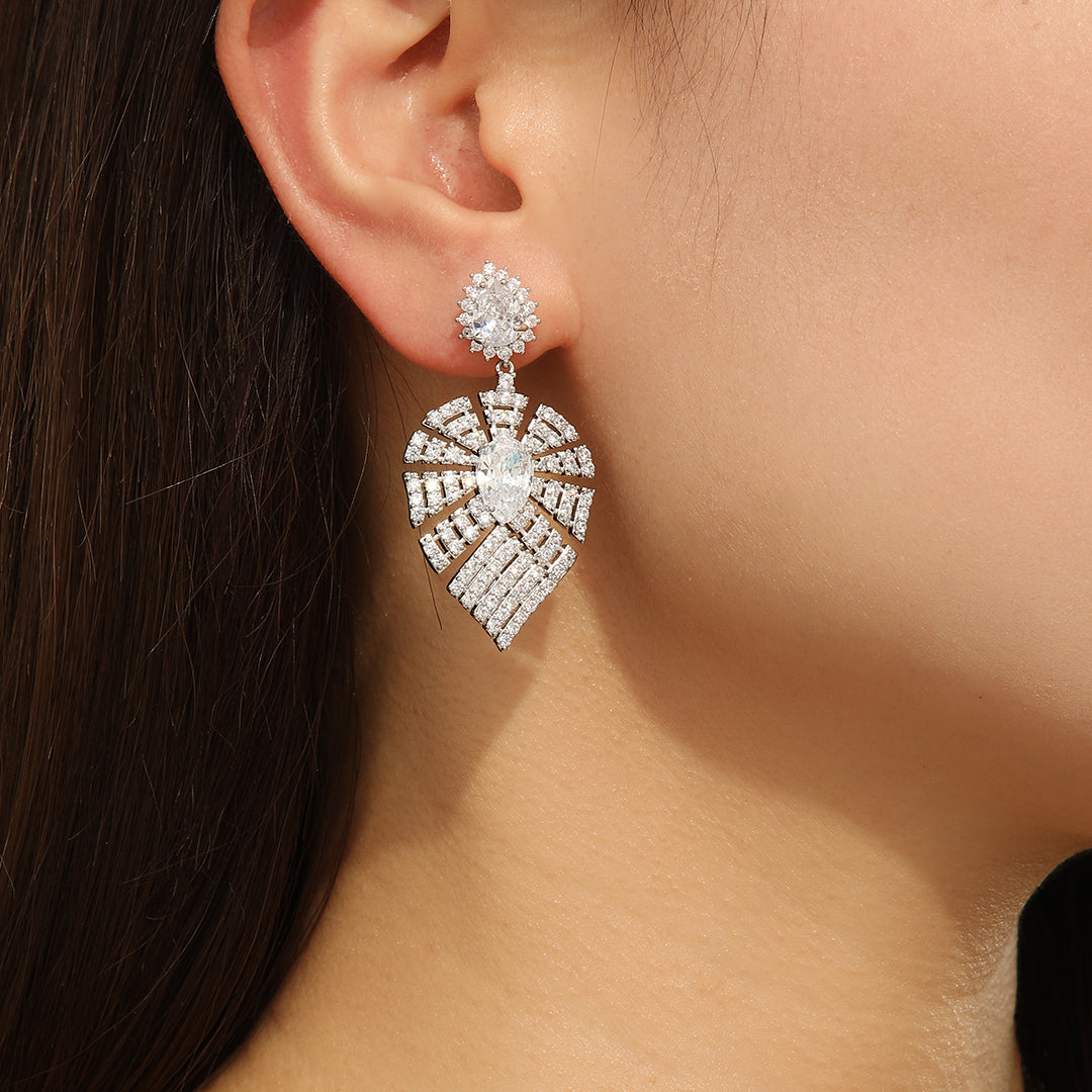 Luminous Silver Crystal Teardrop Earrings - Reet Pehal