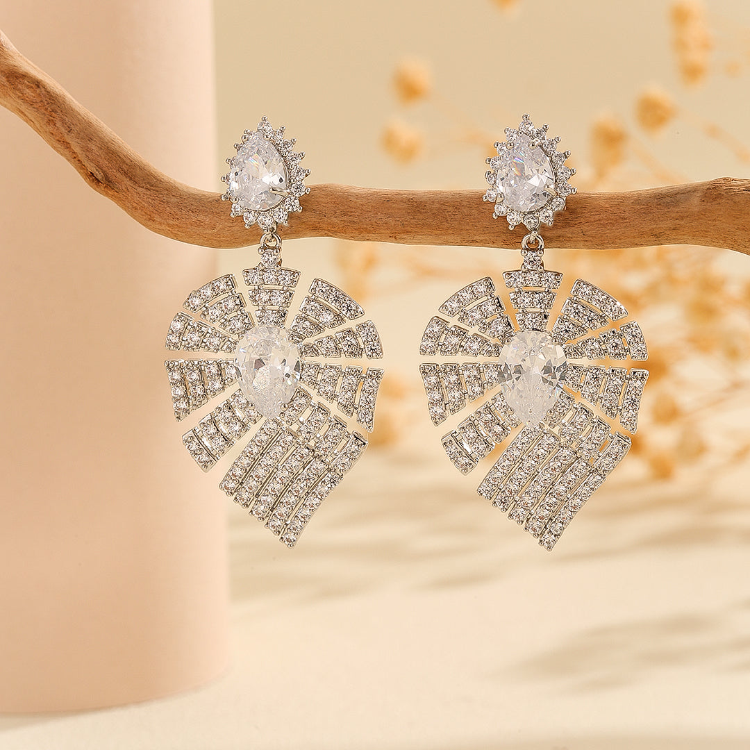 Luminous Silver Crystal Teardrop Earrings - Reet Pehal