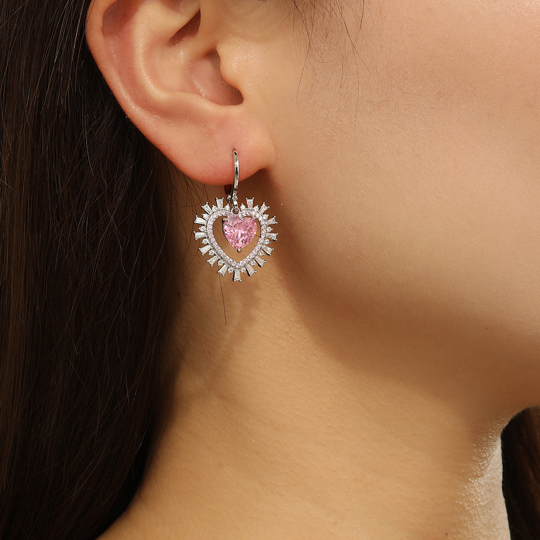 Pretty Pink Heart Burst Hoops - Reet Pehal