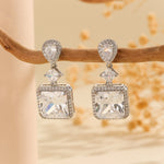 Load image into Gallery viewer, Elegant Silver Starlit Square Gem Earrings - Reet Pehal
