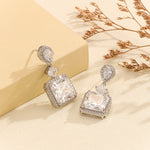 Load image into Gallery viewer, Elegant Silver Starlit Square Gem Earrings - Reet Pehal
