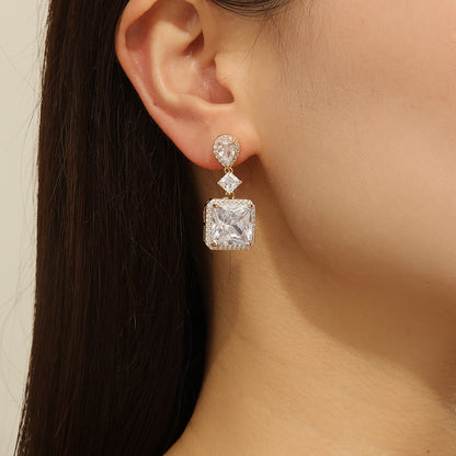 Elegant Golden Starlit Square  Gem Earrings - Reet Pehal