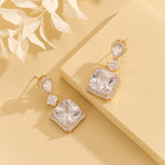 Load image into Gallery viewer, Elegant Golden Starlit Square  Gem Earrings - Reet Pehal
