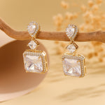 Load image into Gallery viewer, Elegant Golden Starlit Square  Gem Earrings - Reet Pehal
