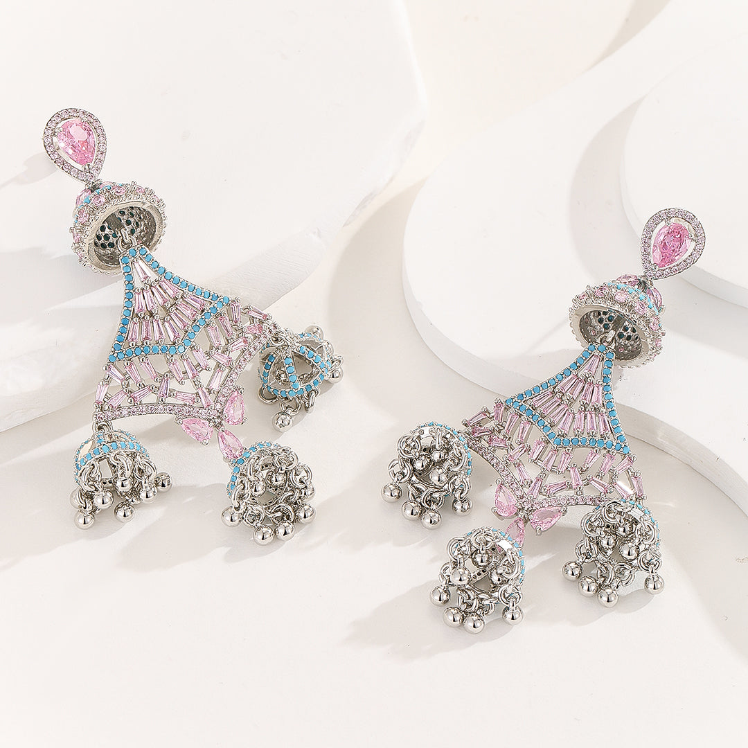 Gorgeous Turquoise Whispers Chandelier Earrings - Reet Pehal