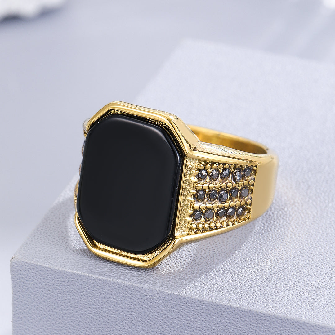 Black Eclipse Octagonal Rings