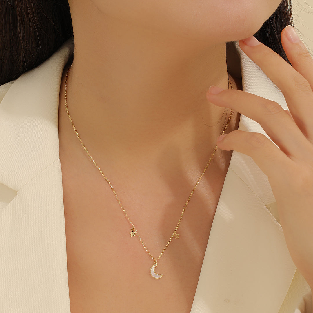 Starlit Crescent Elegance Pendant