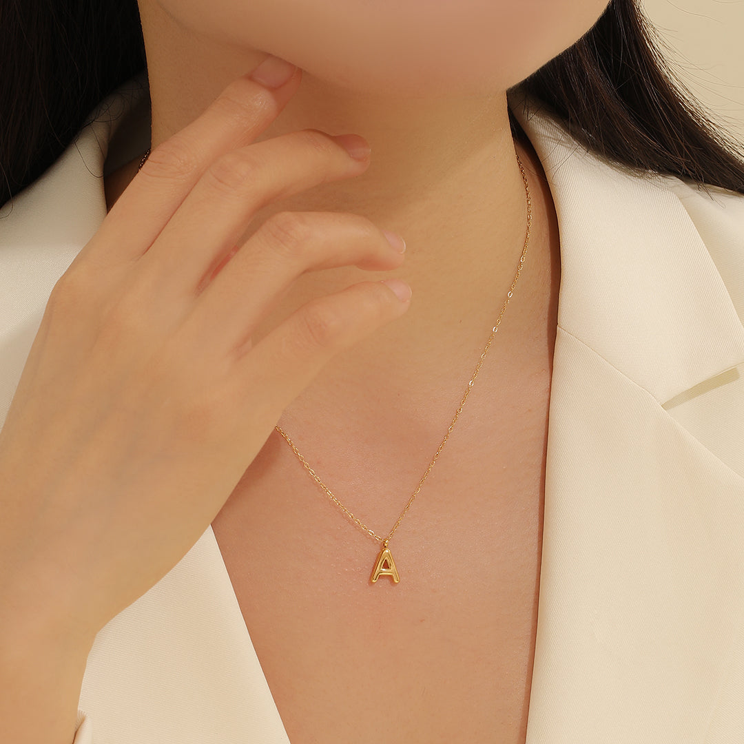 Personalized Gold Initial Charm Pendant "A"