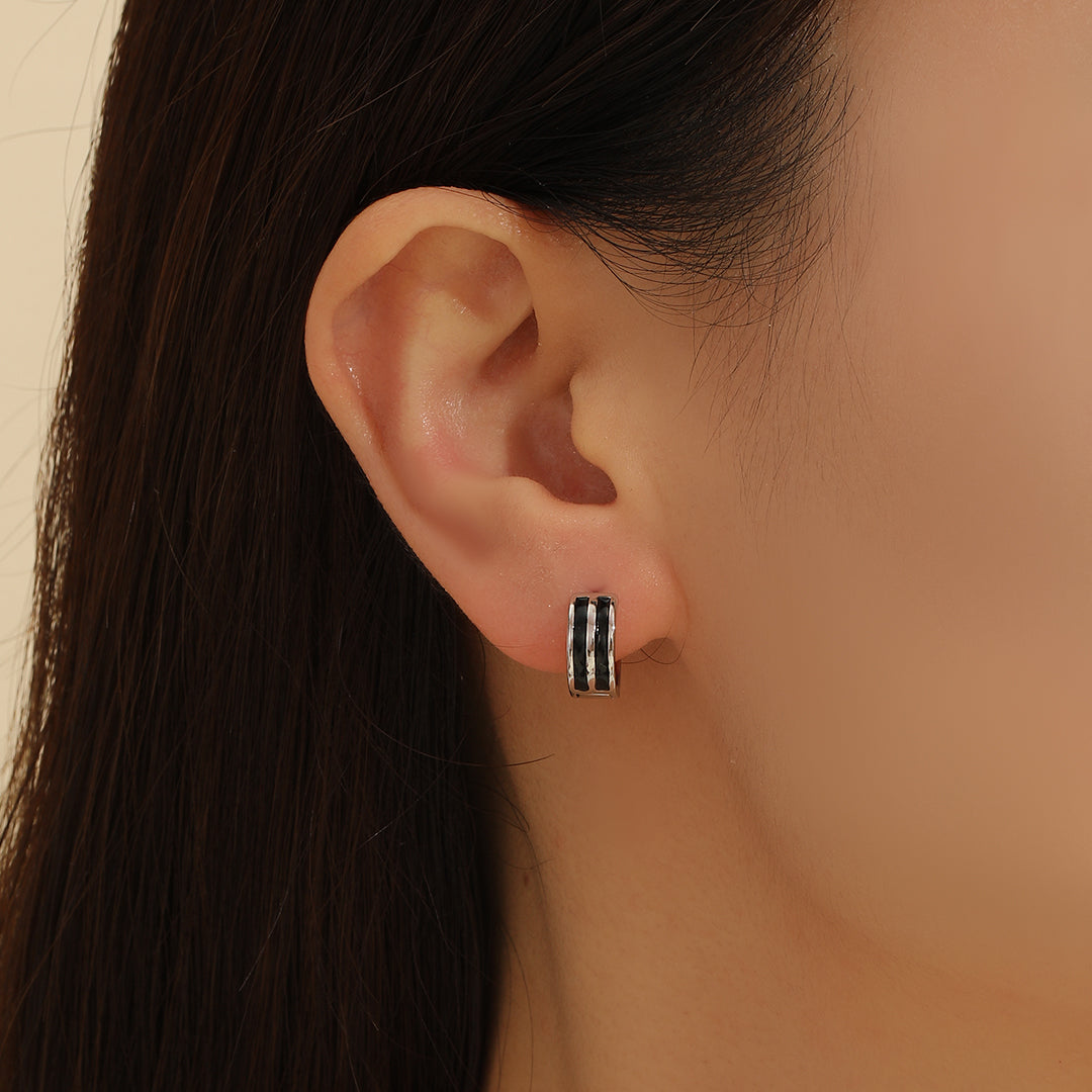 Bold Striped Black Earrings