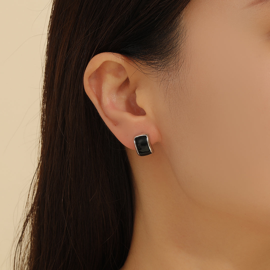 Versatile Black Rectangular Earrings