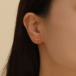 Load image into Gallery viewer, Subtle Gold Alphabetic Earrings &quot;M&quot;
