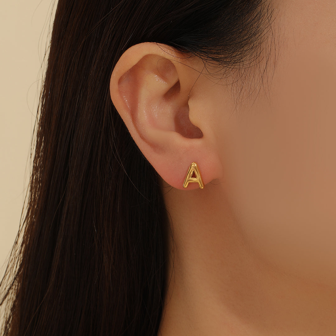 Subtle Gold Alphabetic Earrings "A"