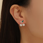 Load image into Gallery viewer, Sparkling Cherry Leaf Earrings
