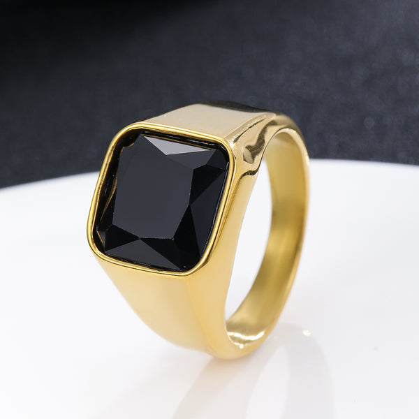 Sleek Ebony Gem Rings