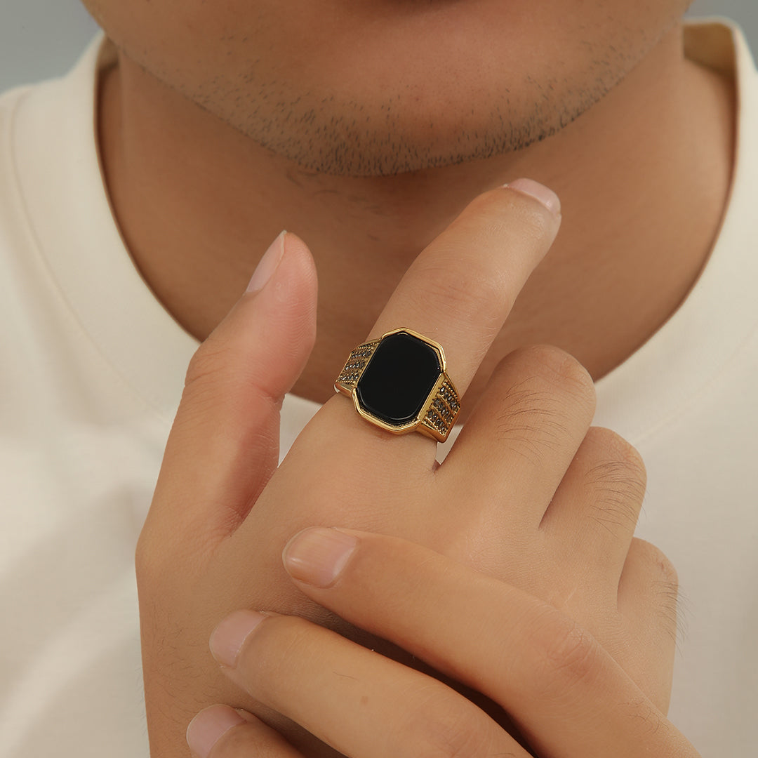 Black Eclipse Octagonal Rings