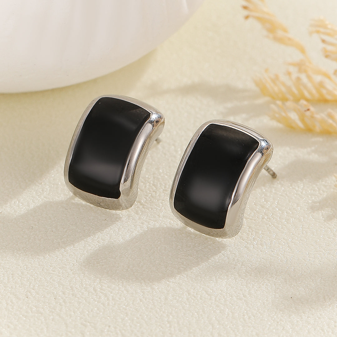 Versatile Black Rectangular Earrings