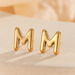 Load image into Gallery viewer, Subtle Gold Alphabetic Earrings &quot;M&quot;
