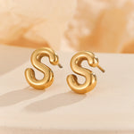 Load image into Gallery viewer, Subtle Gold Alphabetic Earrings &quot;S&quot;
