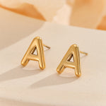 Load image into Gallery viewer, Subtle Gold Alphabetic Earrings &quot;A&quot;
