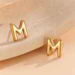 Load image into Gallery viewer, Subtle Gold Alphabetic Earrings &quot;M&quot;
