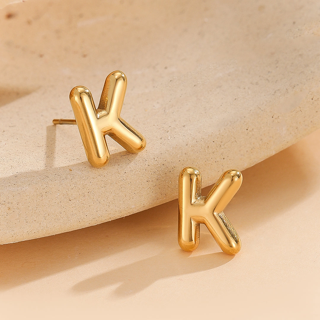 Subtle Gold Alphabetic Earrings