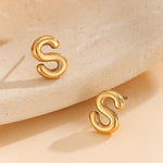 Load image into Gallery viewer, Subtle Gold Alphabetic Earrings &quot;S&quot;
