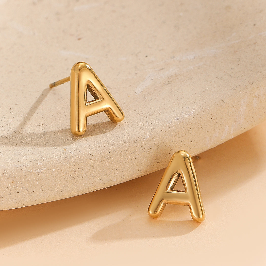 Subtle Gold Alphabetic Earrings "A"